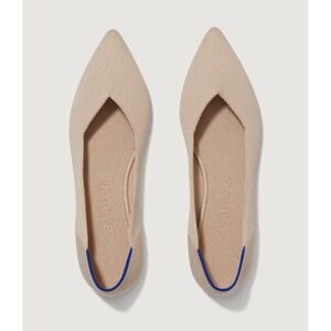 Rothys The Point Ecru Sand Beige Pointed Toe Knit Flats Women 7.5 Tortoise Sole